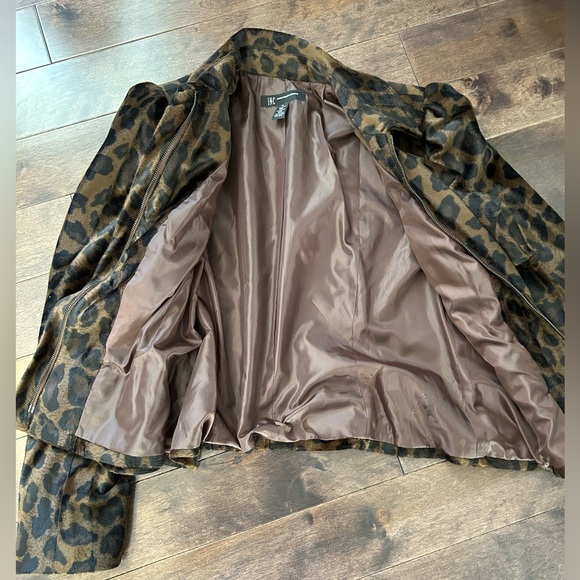 INC International Concepts Ruffle Leopard Print Jacket Zipper Coat - Picture 2 of 13